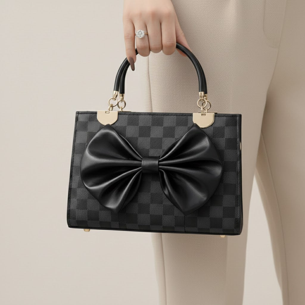 Checkered Handbag _ Black