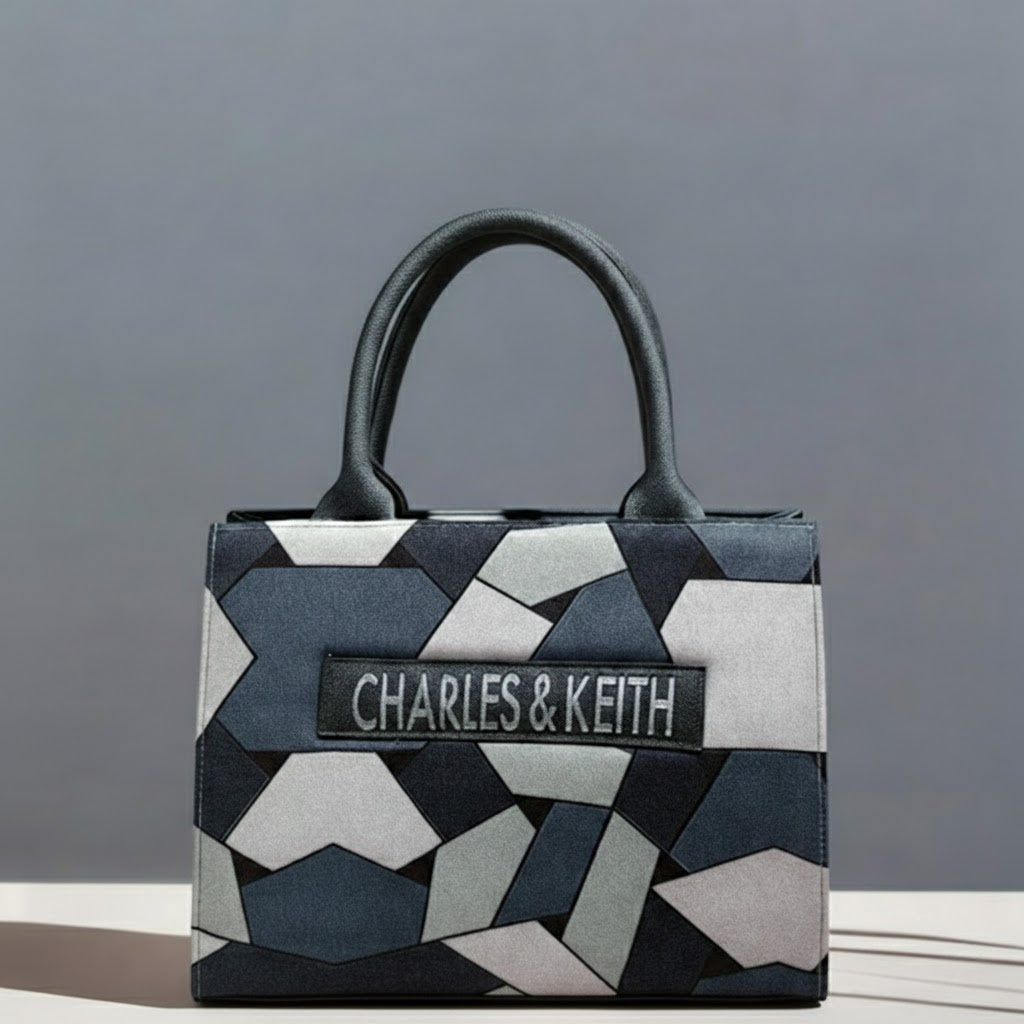 Geometric Print Canvas Tote Bag