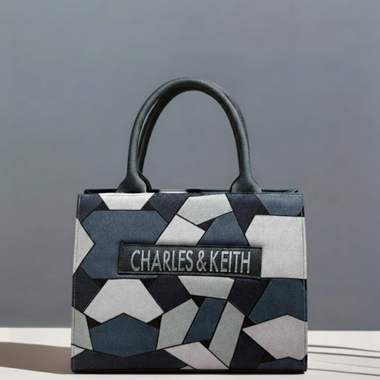 Geometric Print Canvas Tote Bag