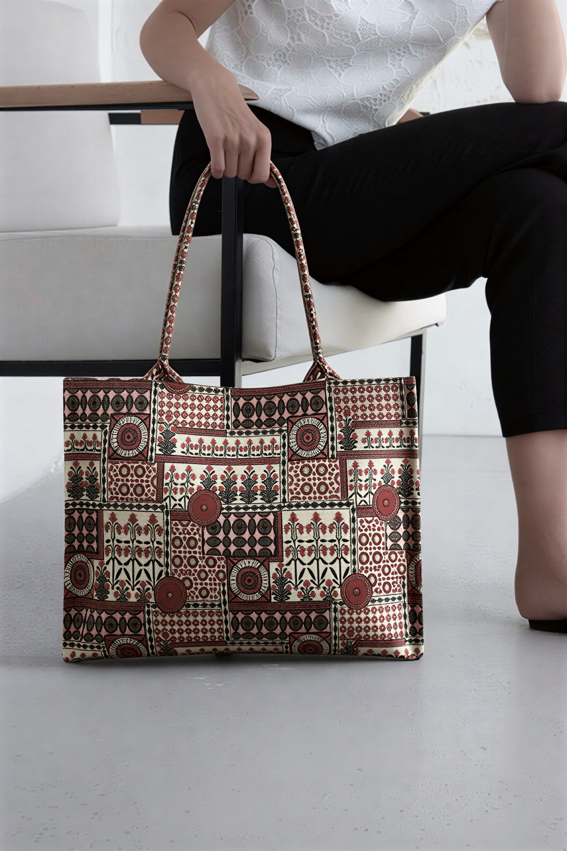 Canvas Tote Bags Ajrak print