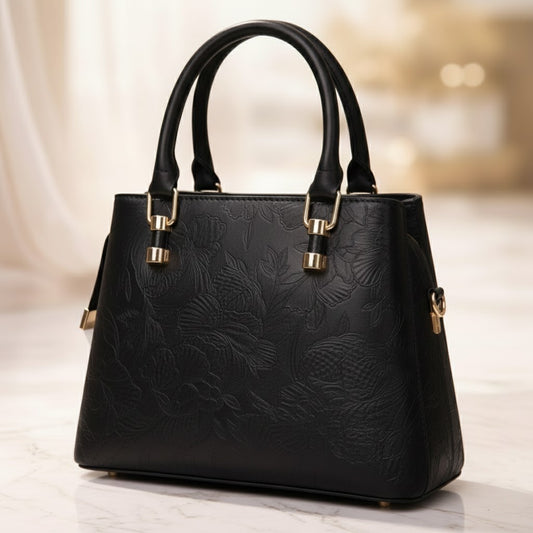 Elegant Black Leather Shoulder Bag