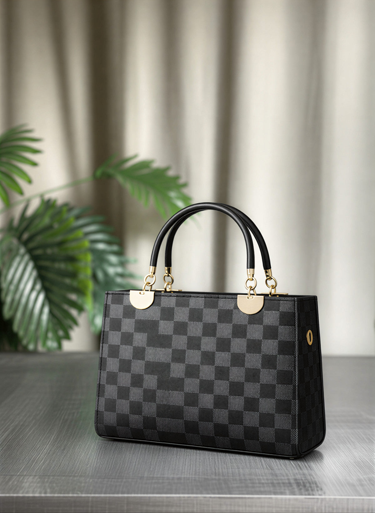 Checkered Handbag _ Black