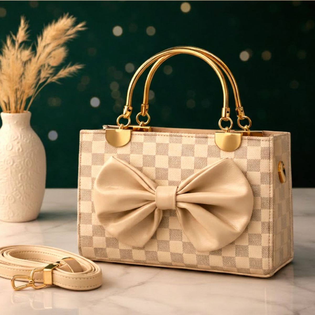 Checkered handbag _ Beige