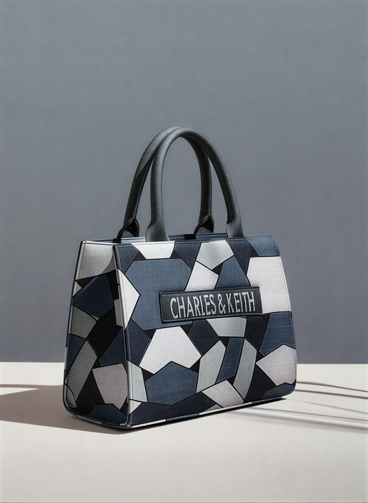 Geometric Print Canvas Tote Bag