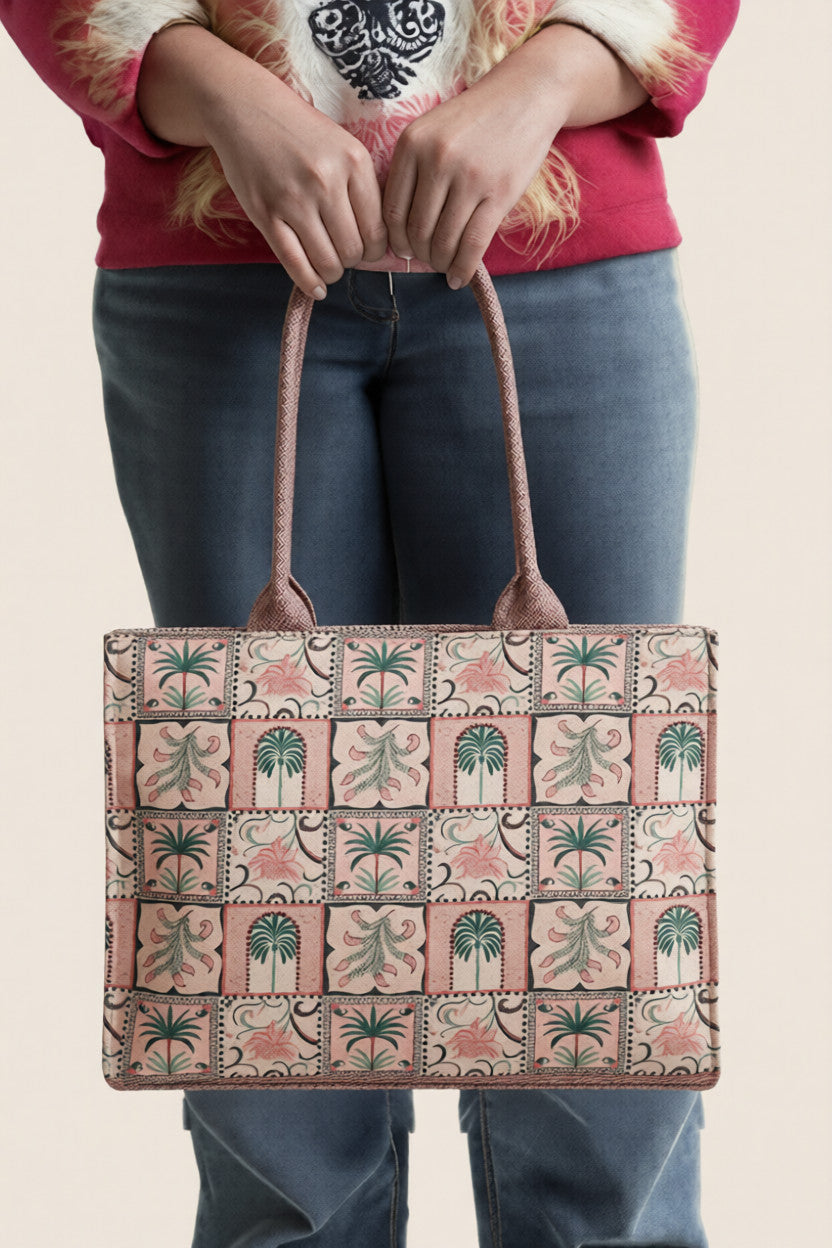 Canvas Tote Bags Pink Palm