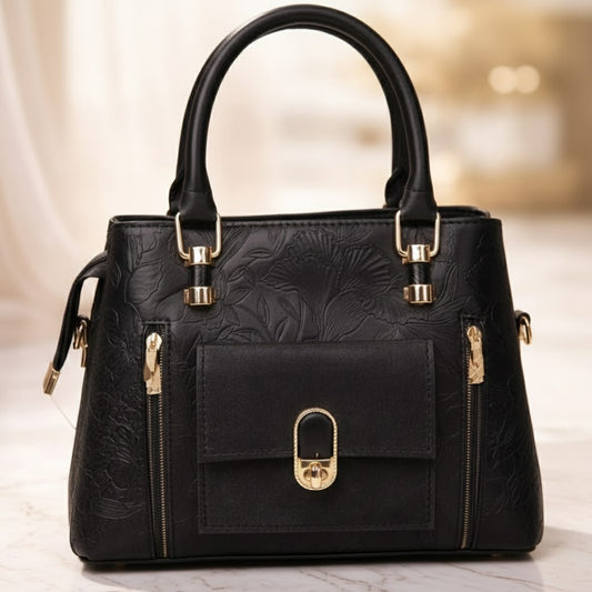 Elegant Black Leather Shoulder Bag