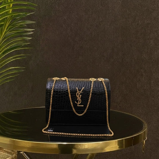 Croc Texture Crossbody - Black