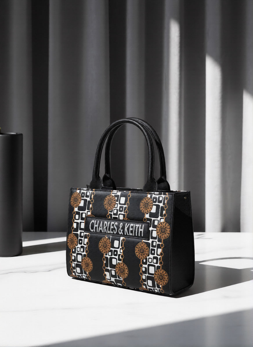 Geometric Print Canvas Tote