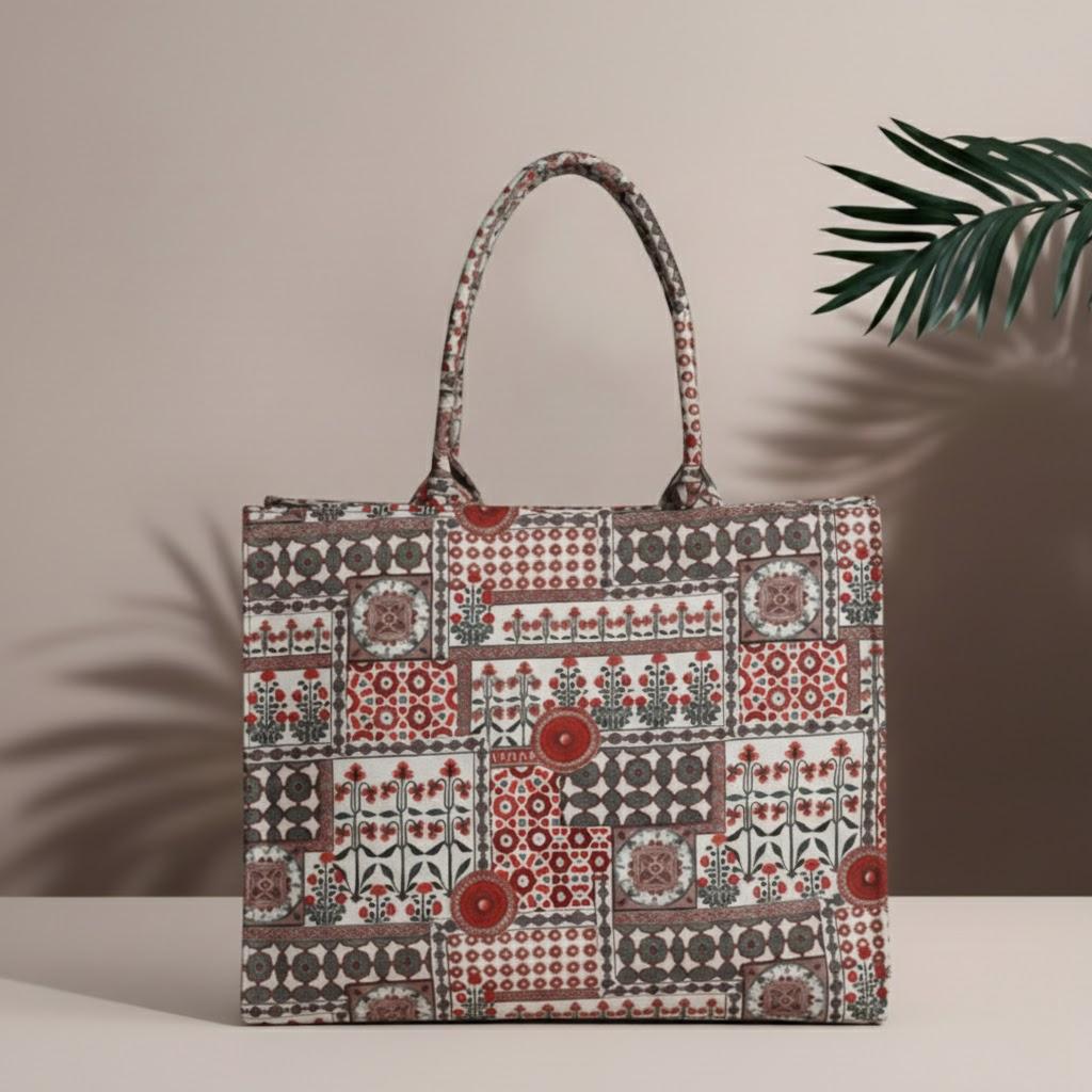 Canvas Tote Bags Ajrak print