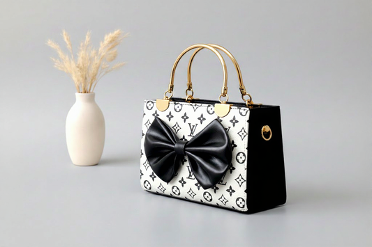 Checkered Handbag _ White and Black