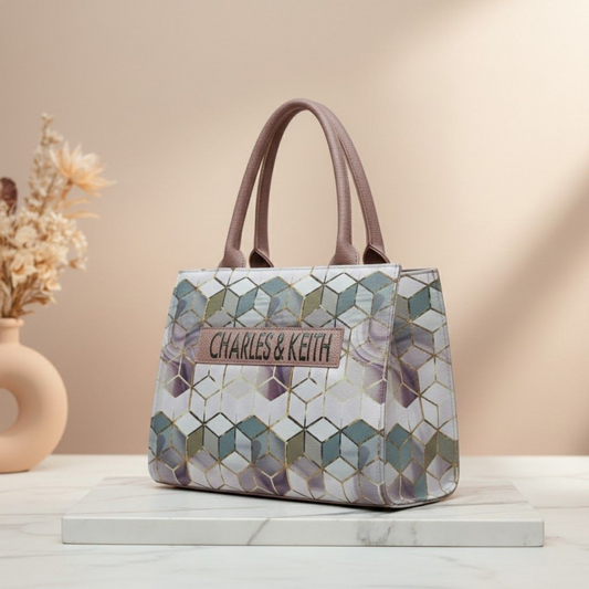 Chic Cubist Canvas Tote